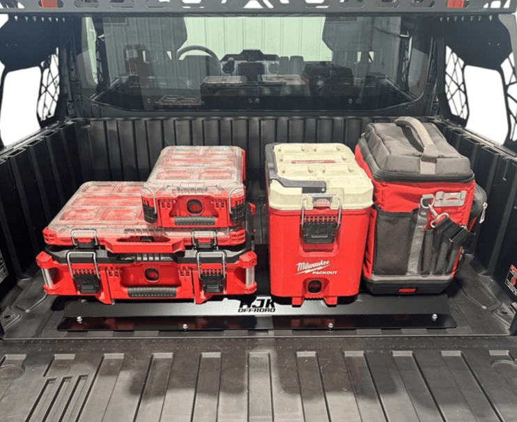 Polaris Ranger 1500XD Rear Packout Mount Installed with 5 Kits Straight View