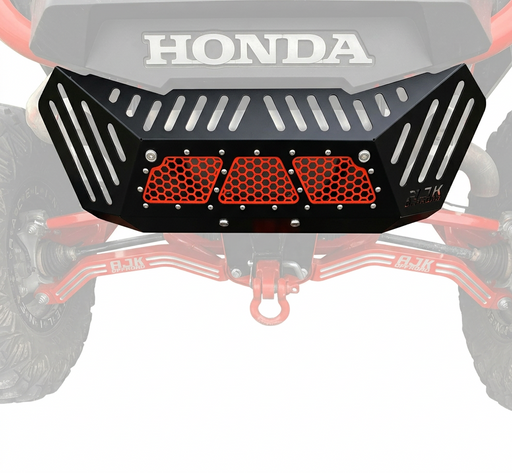 Honda Talon Exhaust Cover by AJK Offroad in Black Front Straight On View
