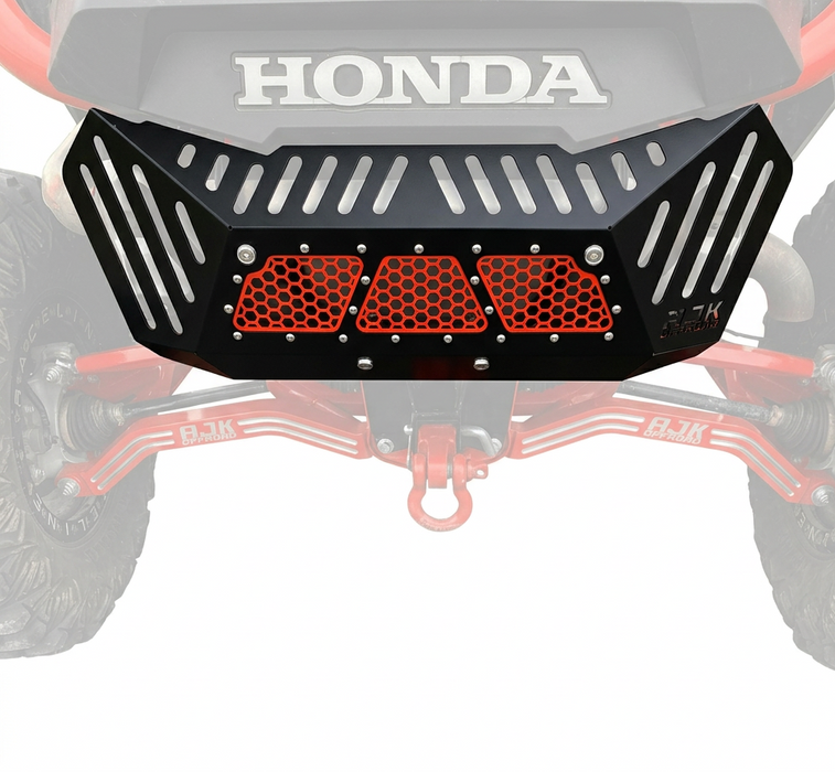 Honda Talon Exhaust Cover by AJK Offroad in Black Front Straight On View