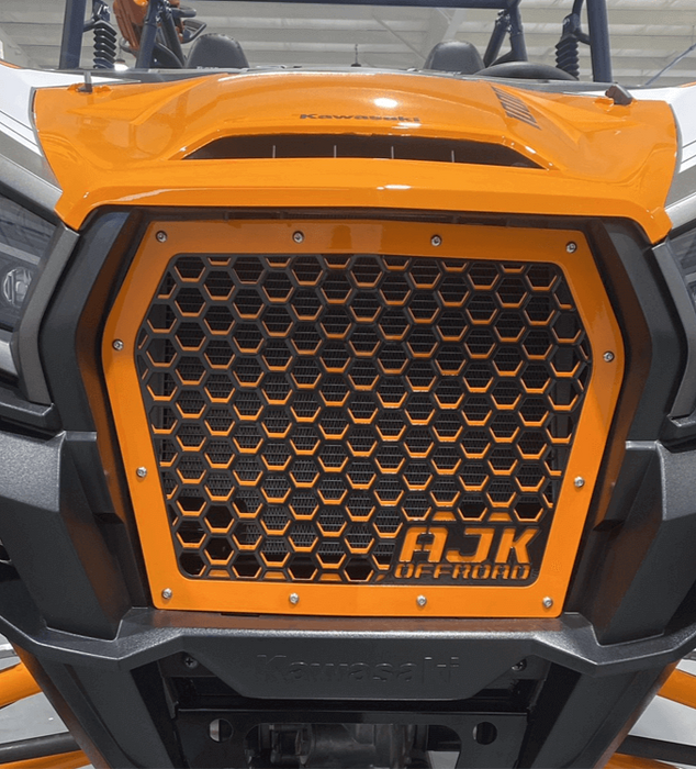 Kawasaki KRX Front Grill by AJK Offroad in Orange Straight On Front View