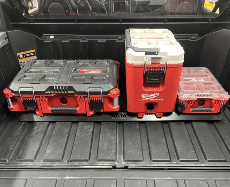 Polaris Xpedition Packout Mount by AJK Offroad with 3 Milwaukee Kits including the cooler and flat kit