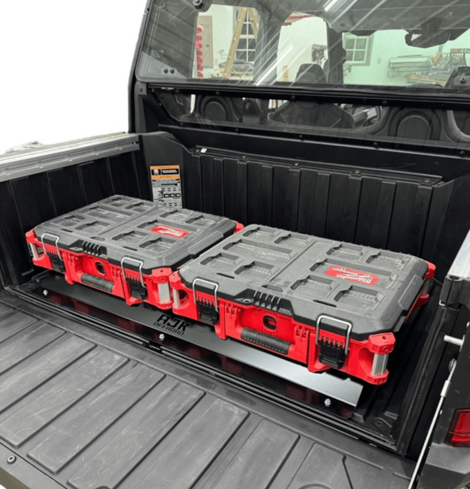 Polaris Xpedition Rear Packout Mount by AJK Offroad with two flat kits installed Right Slight Angle View