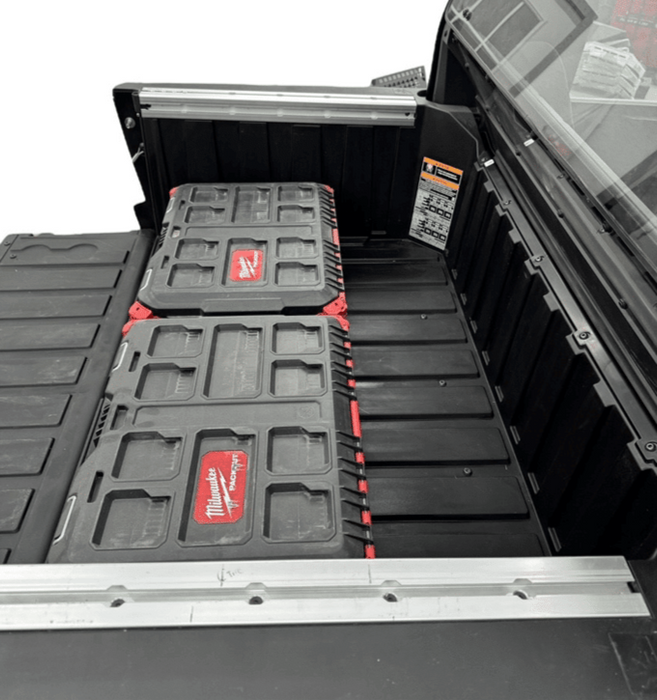 Polaris Xpedition Rear Packout Mount by AJK Offroad, far right side view of two flat kits installed