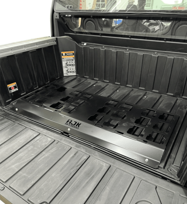 Polaris Xpedition Rear Packout Mount by AJK Offroad Installed in Bed but Empty