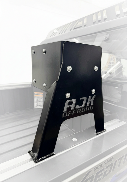 Polaris Xpedition Spare Tire Carrier by AJK Offroad Side Angled View Pictured Without a Tire