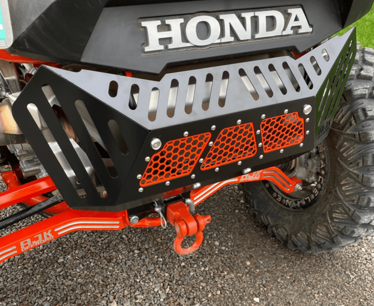 Honda Talon Exhaust Cover by AJK Offroad in Black Installed Left Angle View  