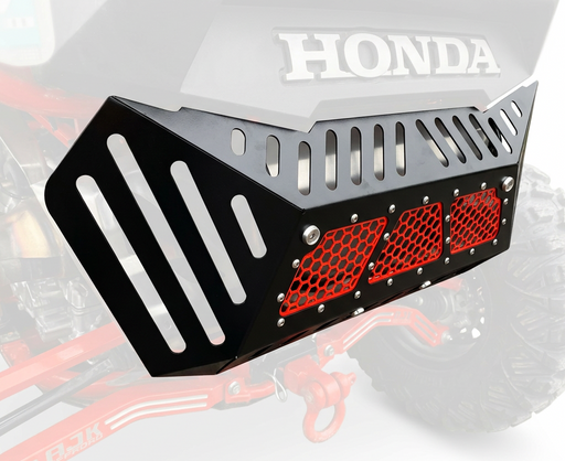Honda Talon Exhaust Cover by AJK Offroad in Black Far Side Left Front View