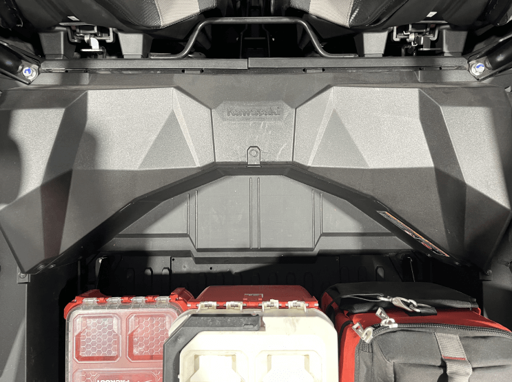 Kawasaki KRX Packout Mount - Subwoofer Compatible by AJK Offroad top down view of space at top   