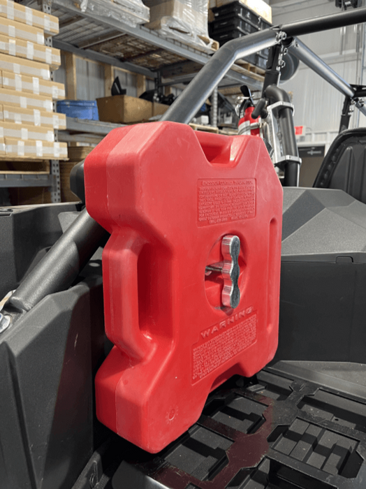 Kawasaki KRX Rotopax Mount by AJK Offroad Installed with Gas Tank Right Side View