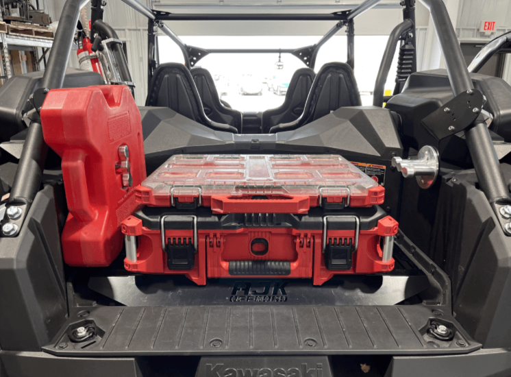 Kawasaki KRX Rotopax Mount by AJK Offroad Installed with Two Kits