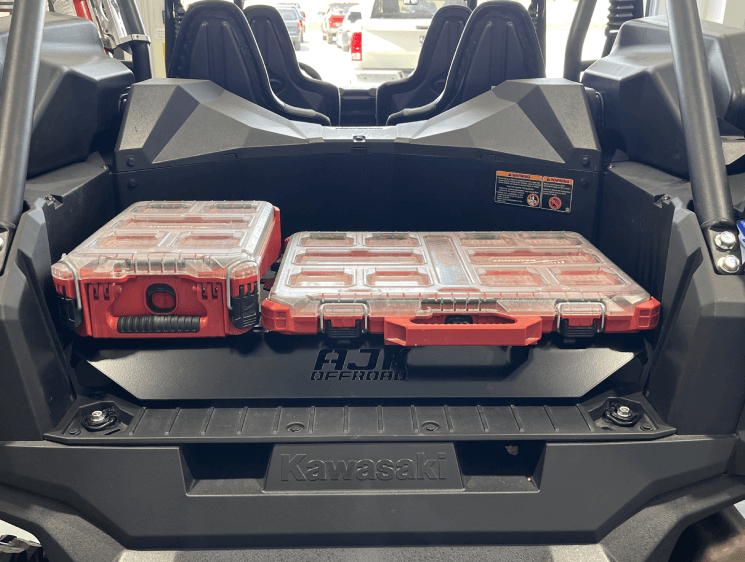 Kawasaki KRX Packout Mount - Subwoofer Compatible by AJK Offroad with two kits installed  