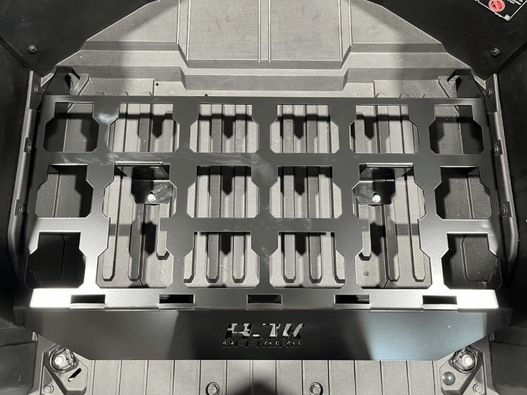 Kawasaki KRX Packout Mount - Subwoofer Compatible by AJK Offroad Top Down View of Mount with no gear   