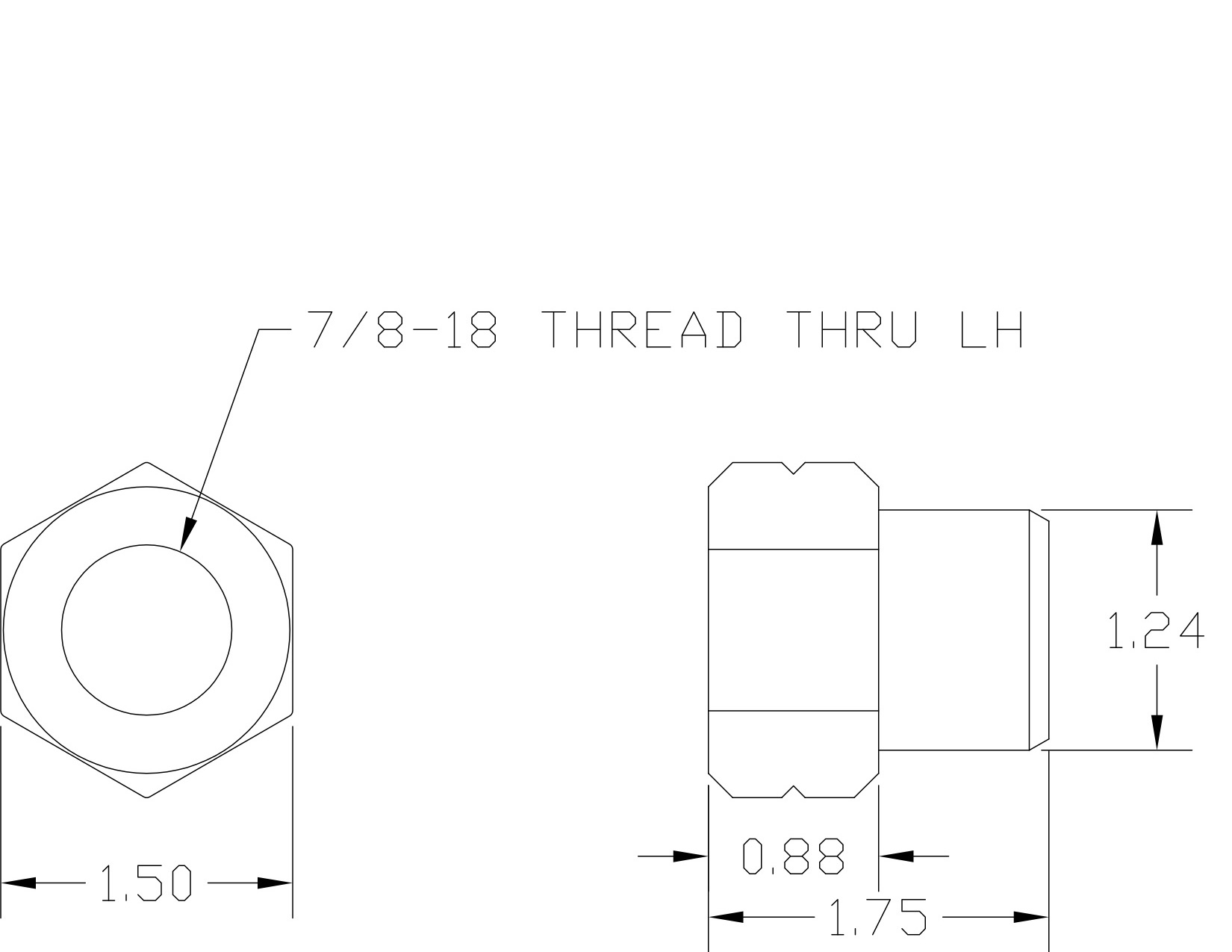 7/8-18 Tubing Adapter - LH